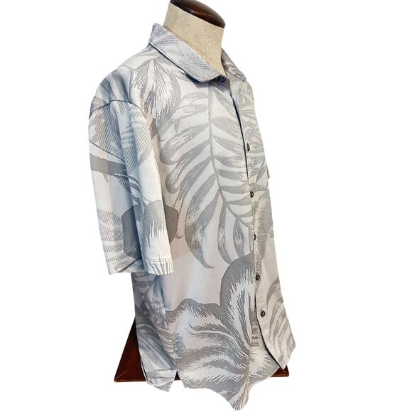 Tommy Bahama Island Zone Mens XL Collared Button-Up Shirt Gray Tropical - Picture 2 of 5